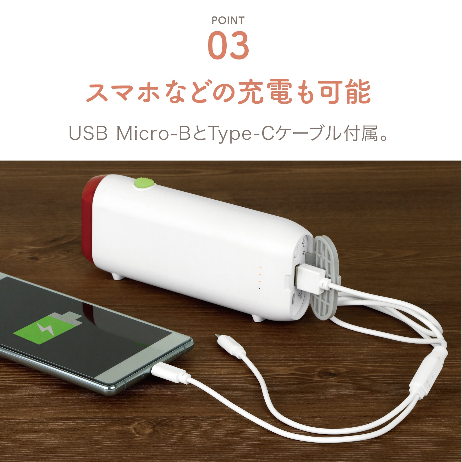 アウトレット品】手回し充電ライト AJL-H163-OLT | 防災 | アピックス