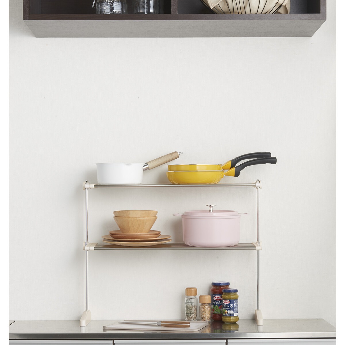 ベストコ ステンレス スタンドキッチンラック 2段 伸縮棚 NY-1004