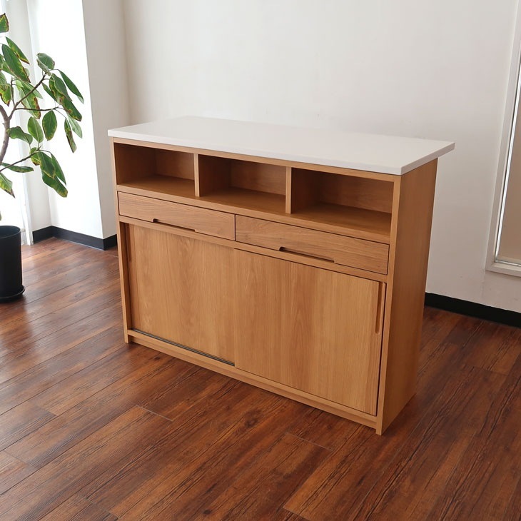 キッチンカウンター 幅120cm オーク材 日本製 バーカウンター 店舗