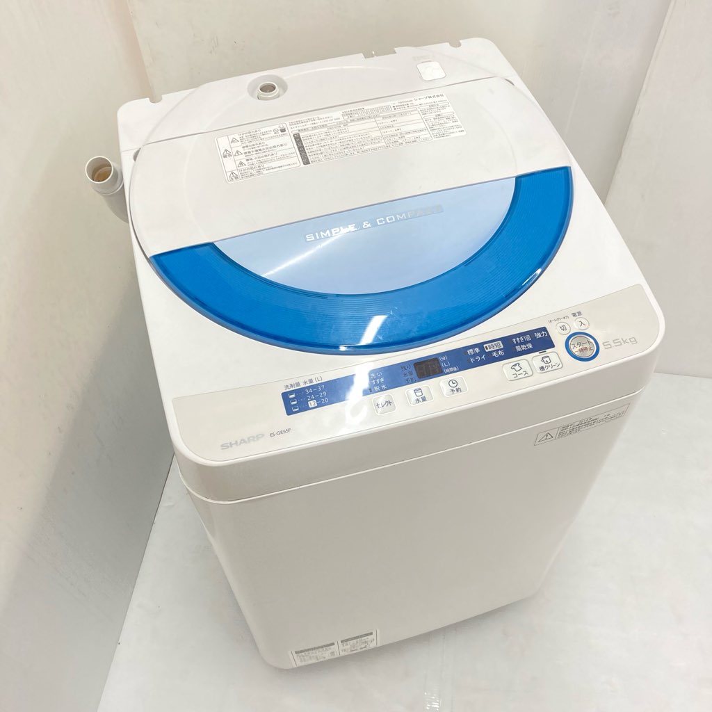 中古 5.5kg 全自動洗濯機 シャープ ES-GE55P-A ブルー系 2015年製造 6