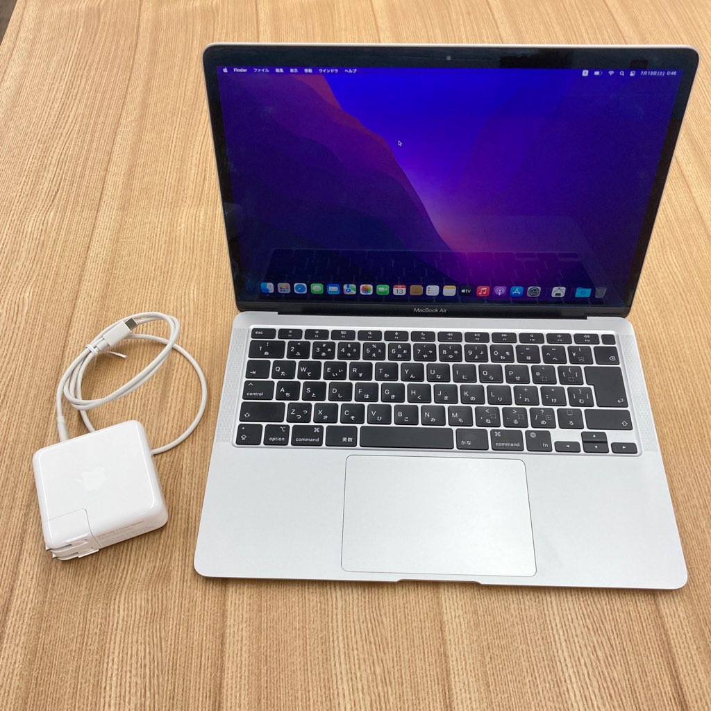 中古 apple MacBook Air M1 2020 13インチ A2337 M1 8GB 256GB MacOS