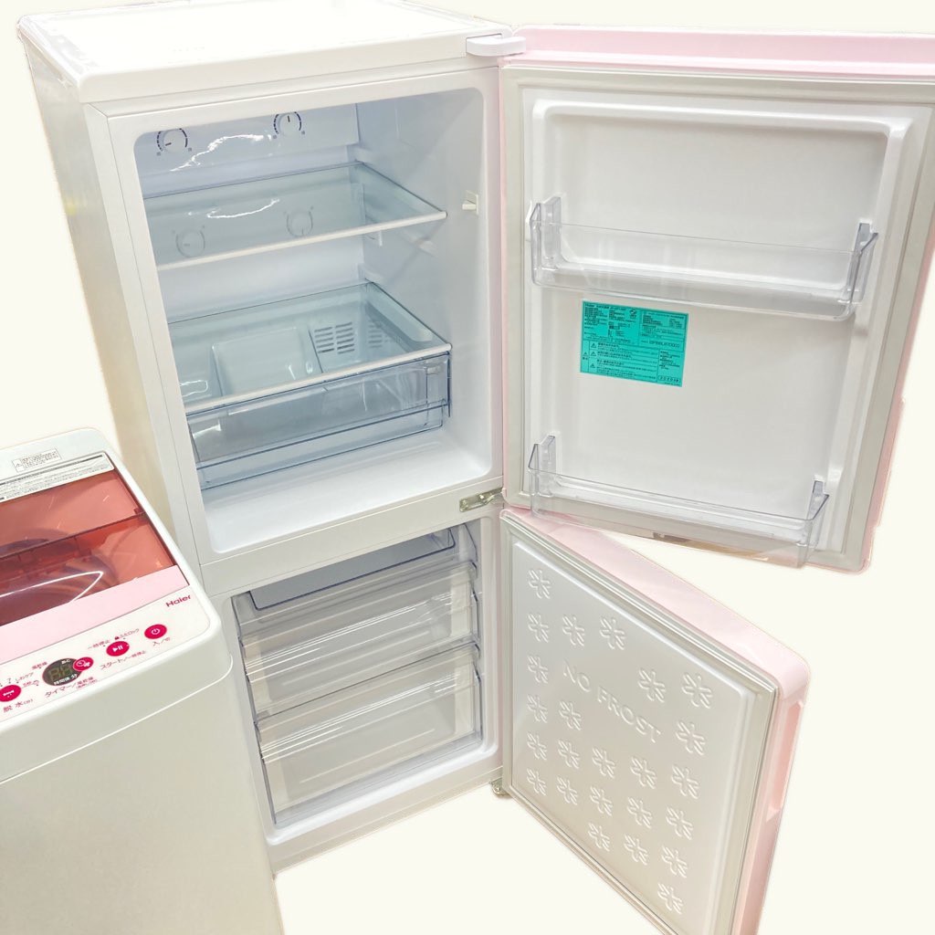 中古 ハイアール 冷蔵庫洗濯機ピンクセット 冷蔵庫 148L 2ドア JR