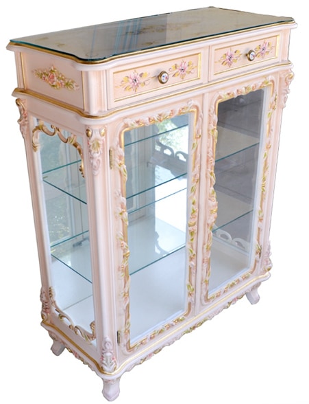 千葉限定 ロココ調 2面 コレクション キャビネット（トップガラス