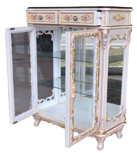 千葉限定 ロココ調 2面 コレクション キャビネット（トップガラス