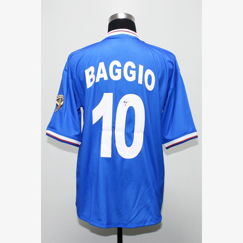 バッジョ直筆サイン入りブレシア01/02復刻版ホームユニフォーム (9.11