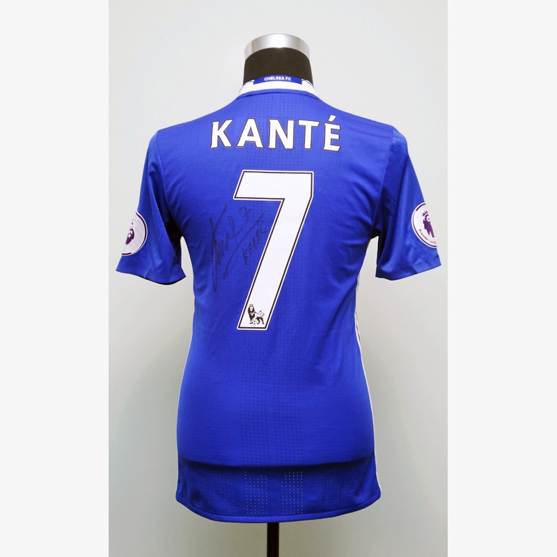 カンテ直筆サイン入り選手支給チェルシー16/17ホームユニフォーム
