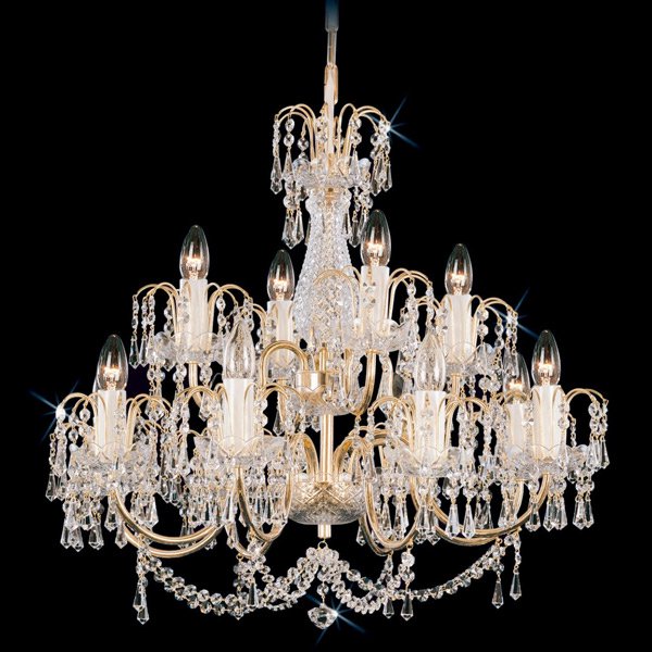 Preciosa】最高級クリスタルシャンデリア 12灯 ゴールド(W680×H600mm