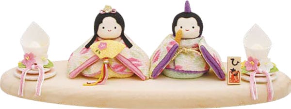 龍虎堂（リュウコドウ）手作りひな飾り『ぽてりひな2人（麻の葉）木製