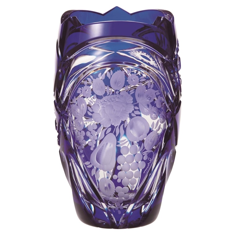 エルベクリスタル ヴィオラ 色被せ花瓶 ブルー VIO/2283/26B | エルベ