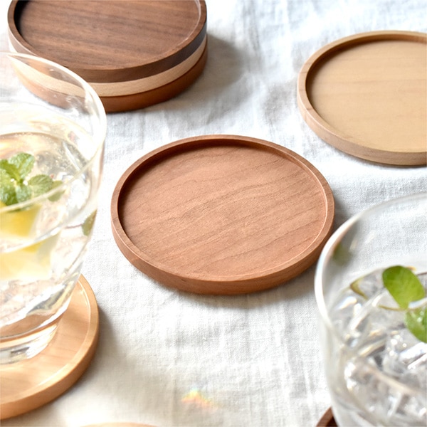 Coaster round」天然無垢材を使用した贅沢な木製コースター/北欧風