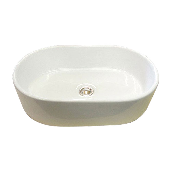 洗面ボウル 楕円 陶器 手洗い鉢 置き型 オーバーフロー無し W560×D350