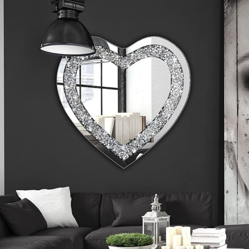 ハート型 ミラー ハートの鏡 シルバー クリスタル クラッシュ