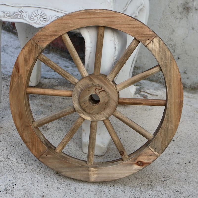 アンティーク風木製車輪・ブラウン・Sサイズ