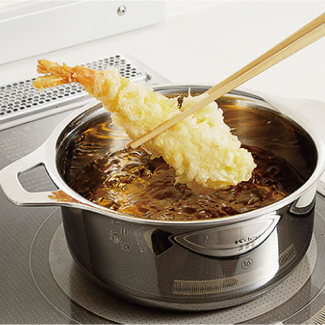 両手鍋 16cm／IH専用 ※フタ・ツマミ・ハンドルキャップ付き