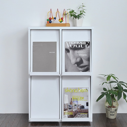 ディスプレイラック CD 雑誌 DVD 収納 ボックス ホワイト 白