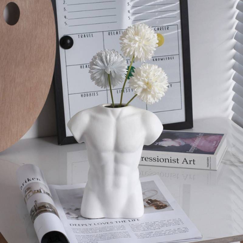 VeroMan 花瓶 ボディアート フラワーベース 人 身体 一輪挿し 花 陶器