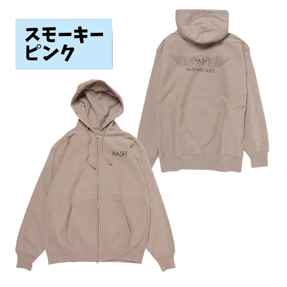 RASH WETSUITS 2024 羽バックフルジップパーカー Hグレー XL 2024 RASH