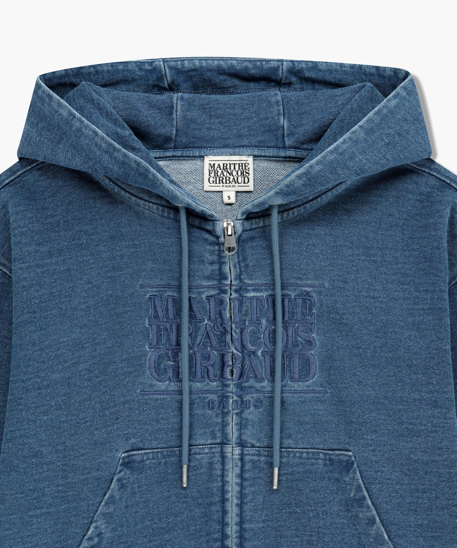 W EMBROIDERY CLASSIC LOGO CROP HOODIE ZIPUP
