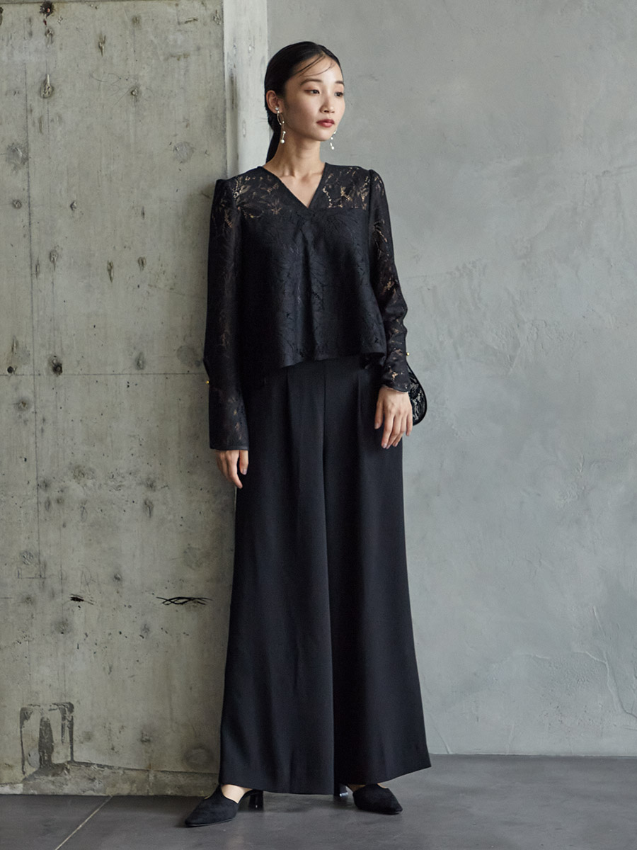 試着キャンペーン対象】【WEB限定】レースブラウス×パンツセットアップ