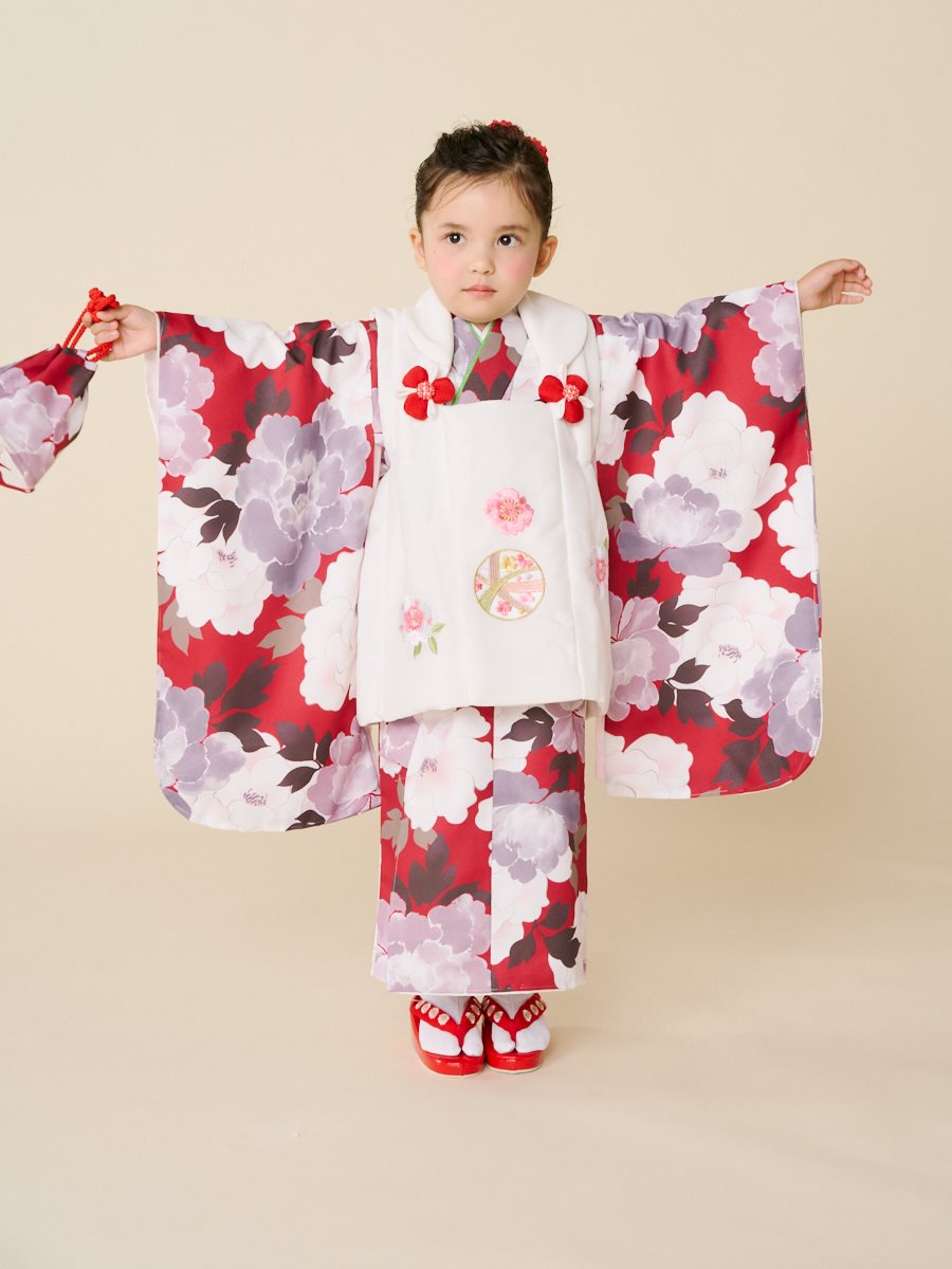 七五三 3才 被布セット 】 牡丹(FREE レッド): ふりふ ｜ミマツ