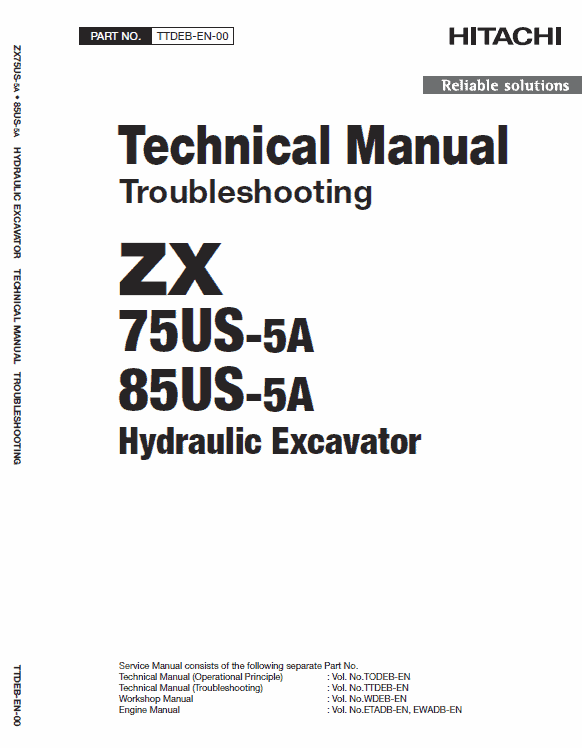 Hitachi ZX75US-5A and ZX85US-5A Excavator Service Repair Manual