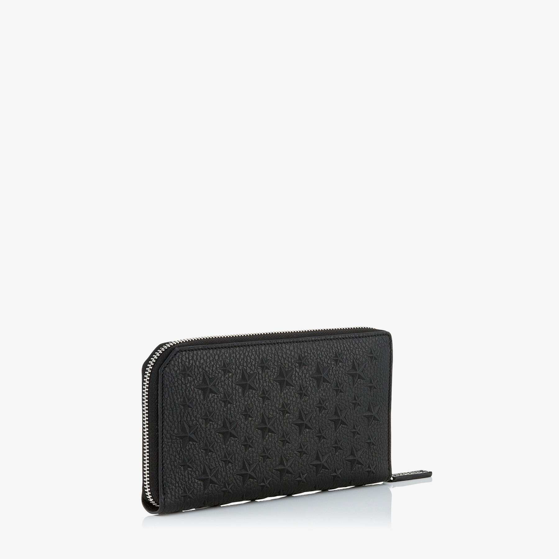 スターエンボス Black グレイニーレザー・ジップアラウンドウォレット