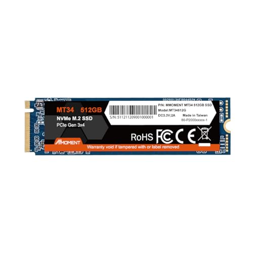 Amazon | MMOMENT MT34 512GB NVMe M.2 2280 内蔵SSD PCIe Gen3x4