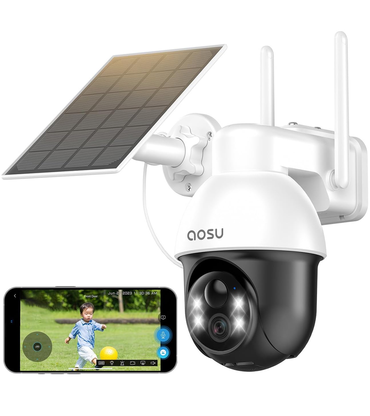 Amazon.co.jp: aosu 防犯カメラ 屋外 ソーラー 自動追尾 wifi 3MP 動体