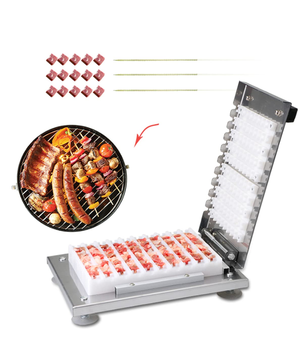 Amazon.co.jp: 串刺し機 肉の串刺し機 手動1回10枚 ケバブ機 焼き用