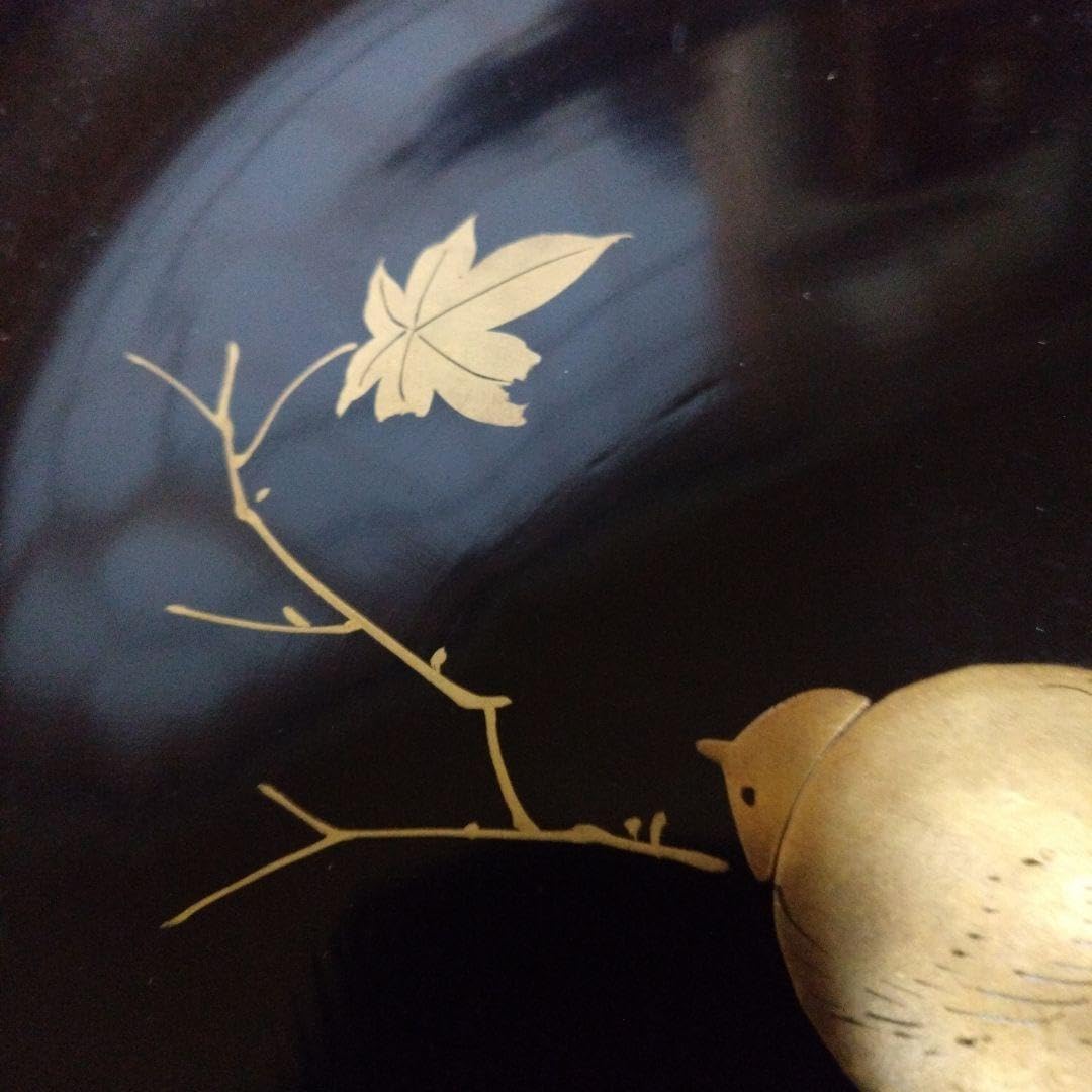 Amazon.co.jp: 漆器輪島塗 江戸期 金蒔絵 金縁 本漆塗 紅葉鳥紋様