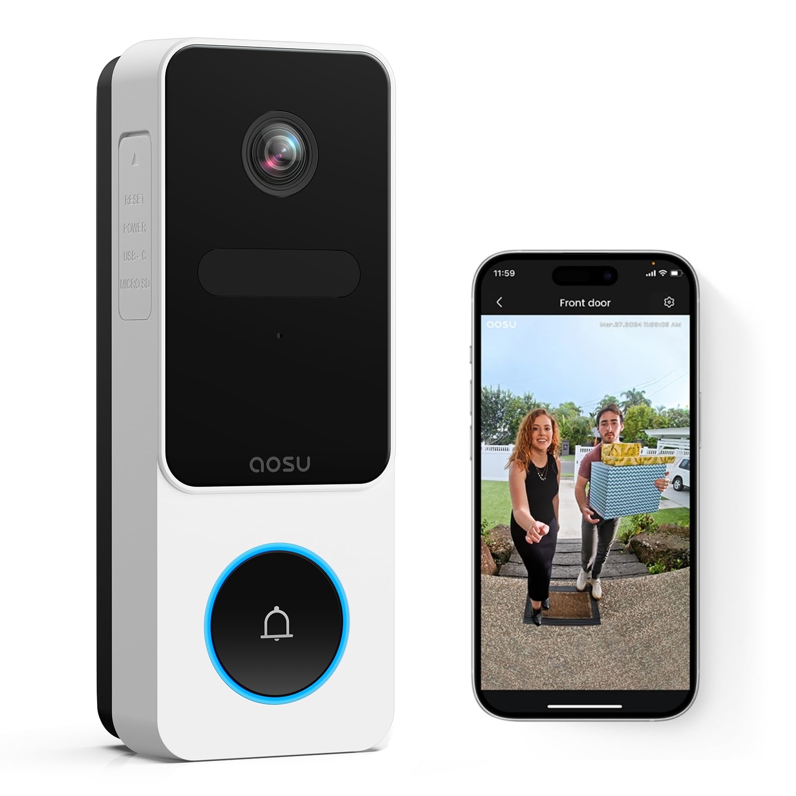 Amazon.co.jp: aosu インターホン ドアホン ワイヤレス 【電池式・配線