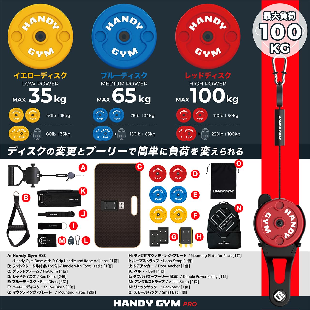 Amazon.co.jp: Handy Gym Pro | ポータブルケーブルワークアウトキット