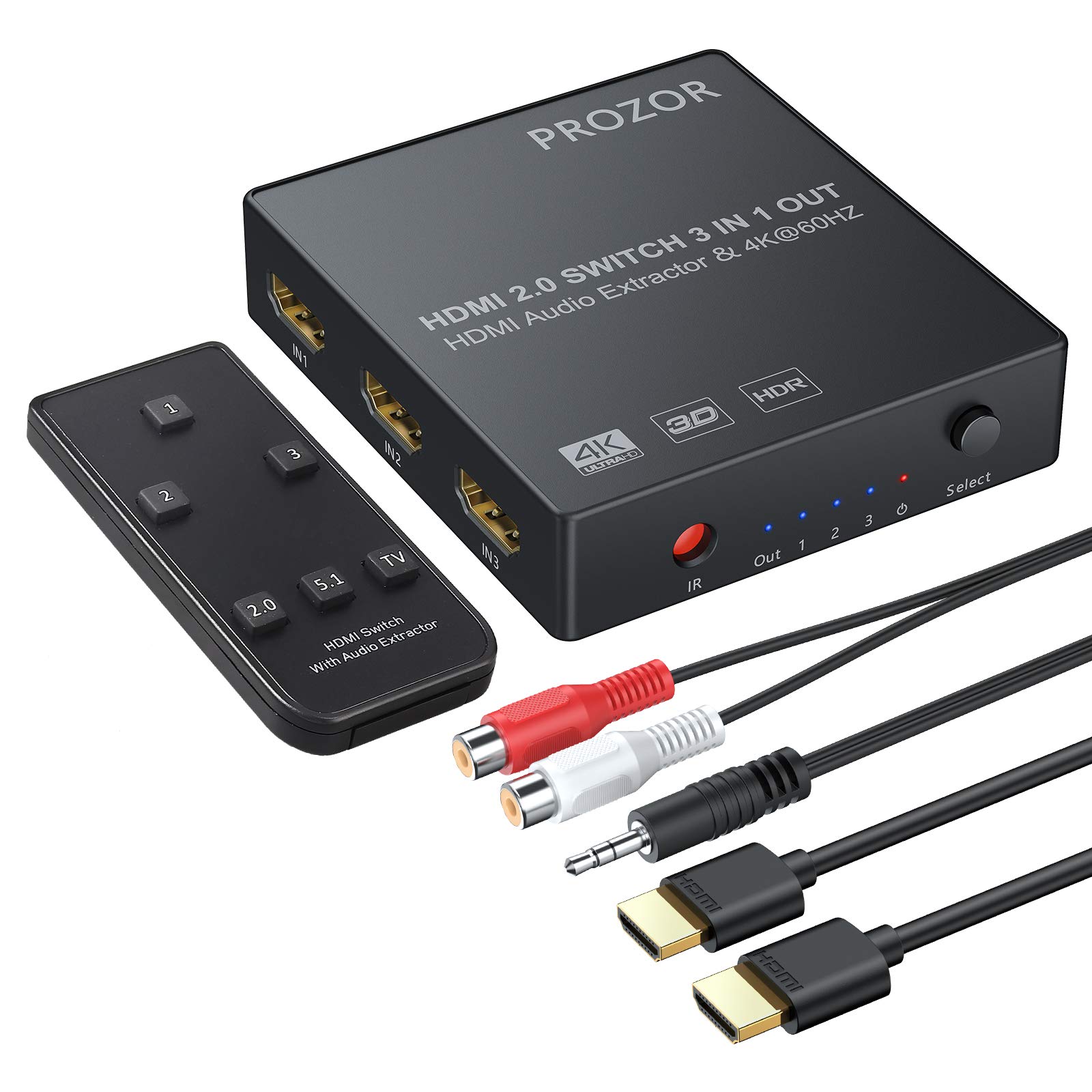 Amazon.co.jp: PROZOR HDMI切替器 音声分離 4K @ 60Hz HDMI2.0対応 3