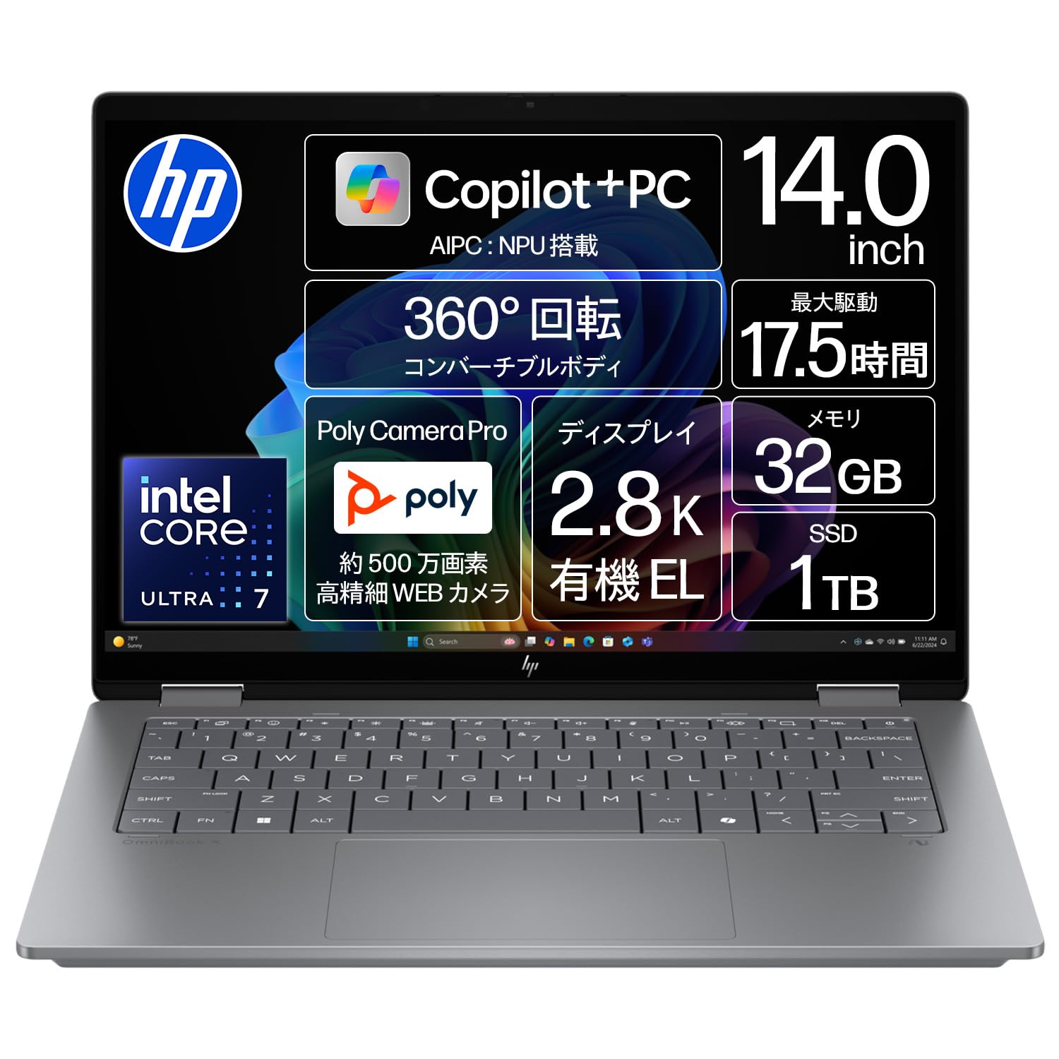 Amazon.co.jp: HP ノートパソコン OmniBook X Flip 14-fm 14.0インチ