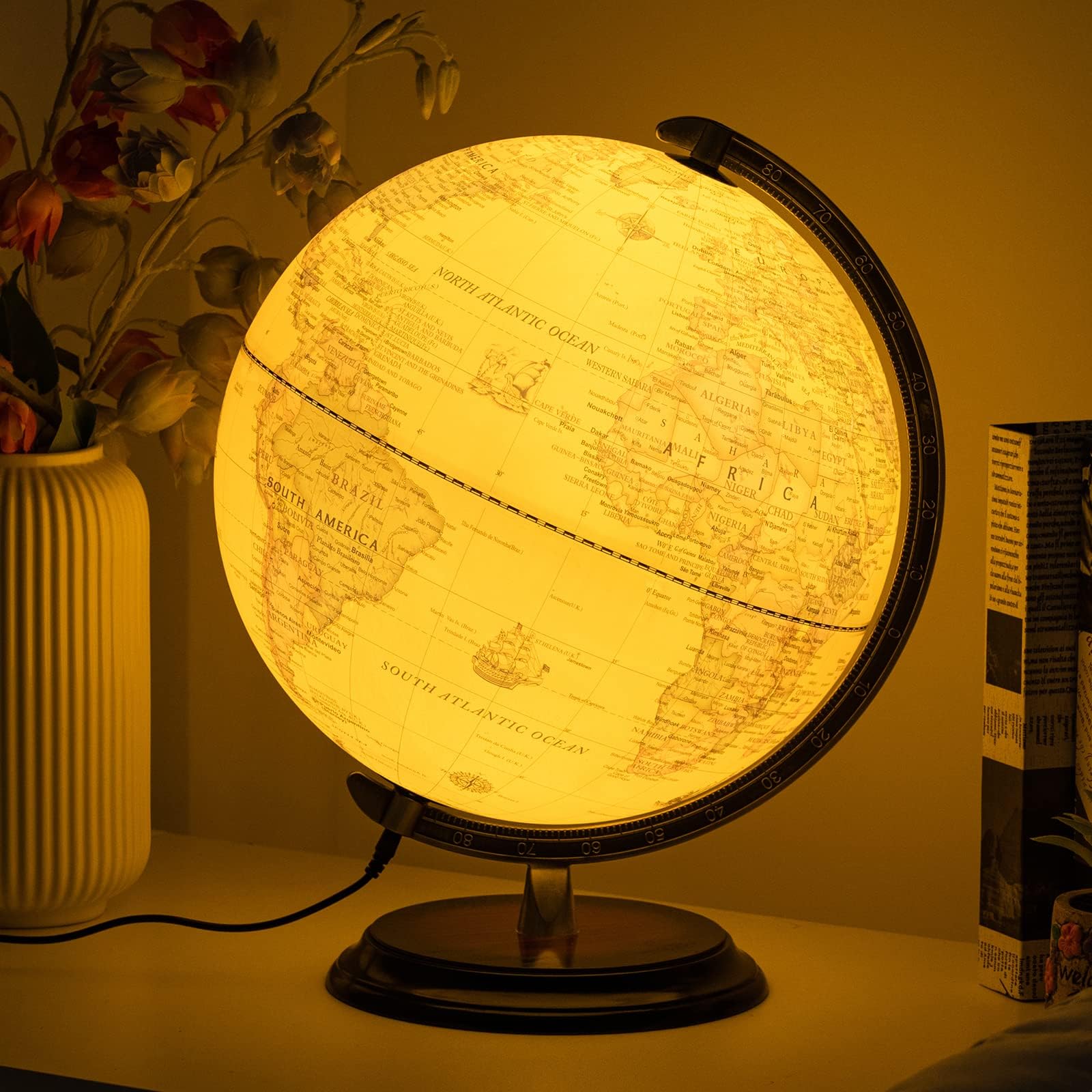 Amazon.com: 12'' Retro Illuminated World Globe with Wooden Stand