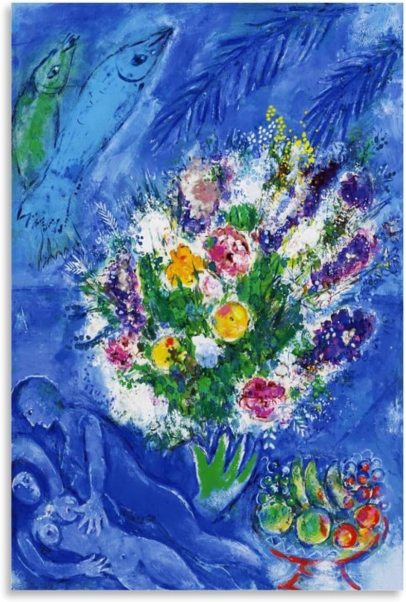 Amazon.co.jp: マルク・シャガール《恋人たちとの花束》ウォールアート