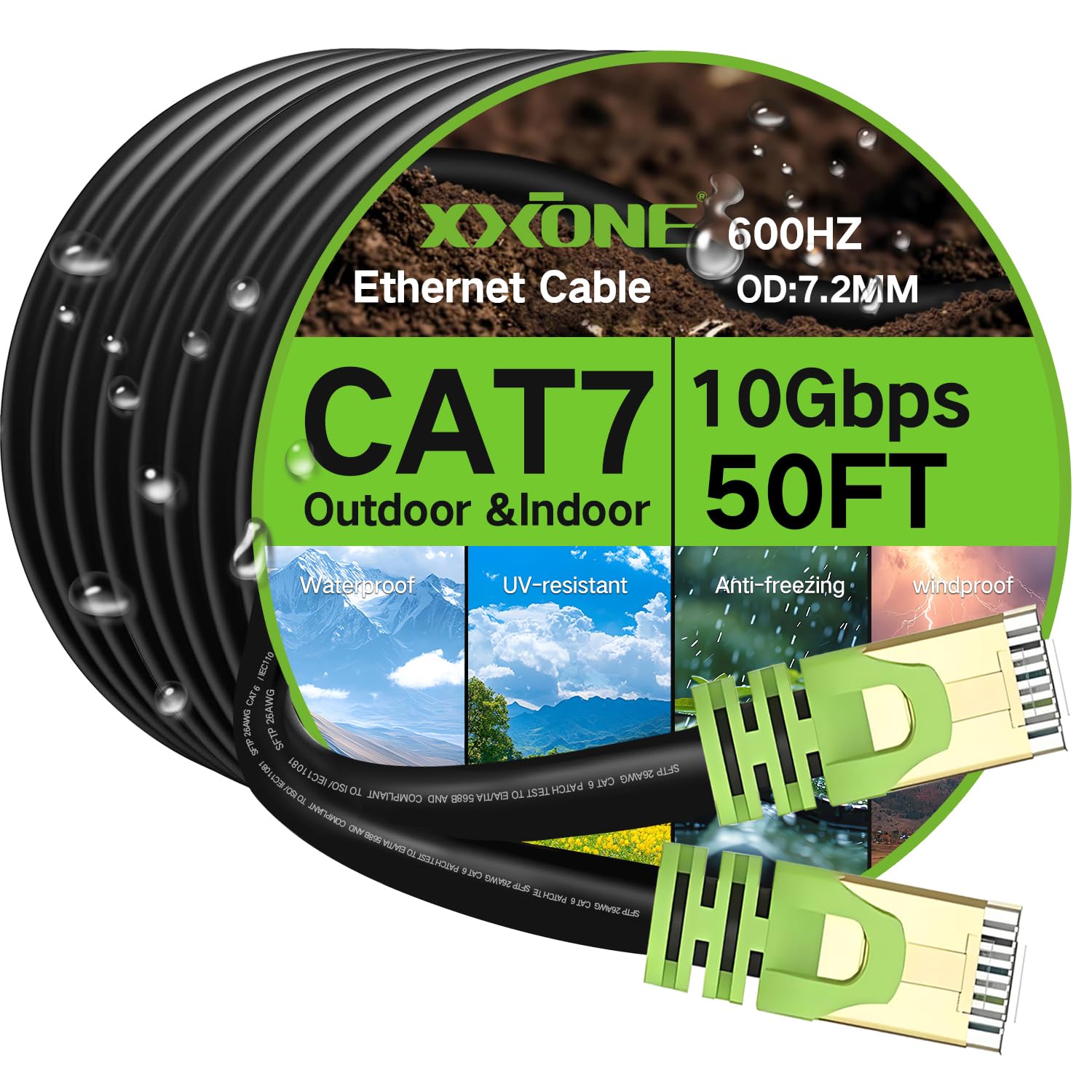 Amazon.com: Outdoor Cat 7 Ethernet Cable 150ft, 26AWG Heavy-Duty