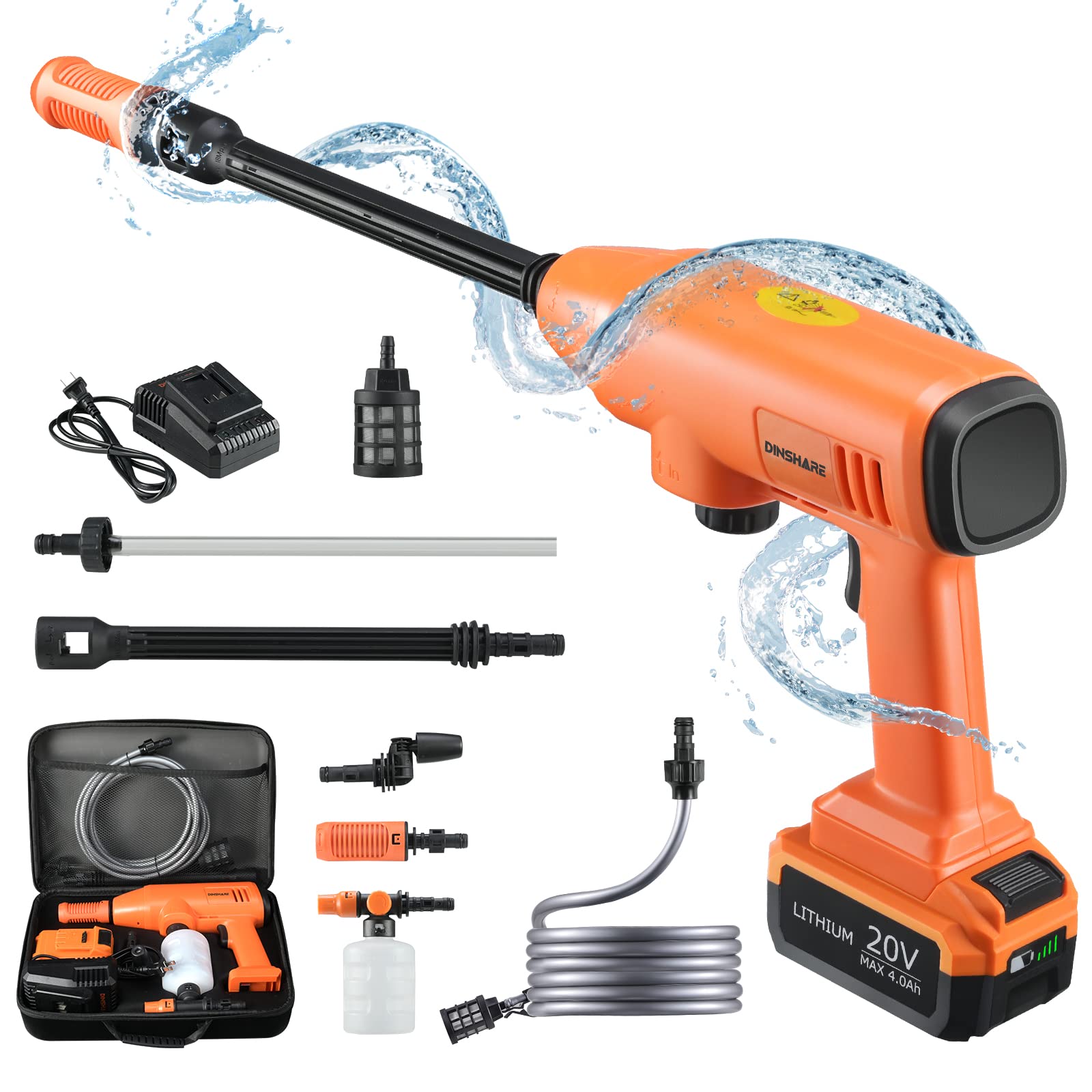 Amazon | DINSHARE 高圧洗浄機 水圧洗浄機 コードレス 充電式 20V 4.0