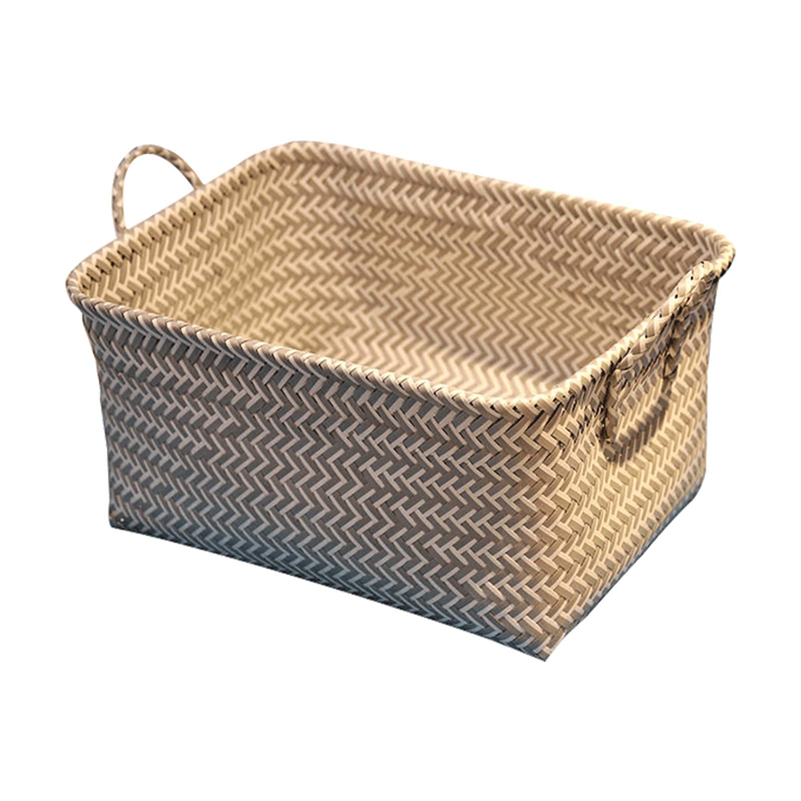 Amazon.co.jp: 厚手のプラスチック製織布バスケット、ハンドル付き大