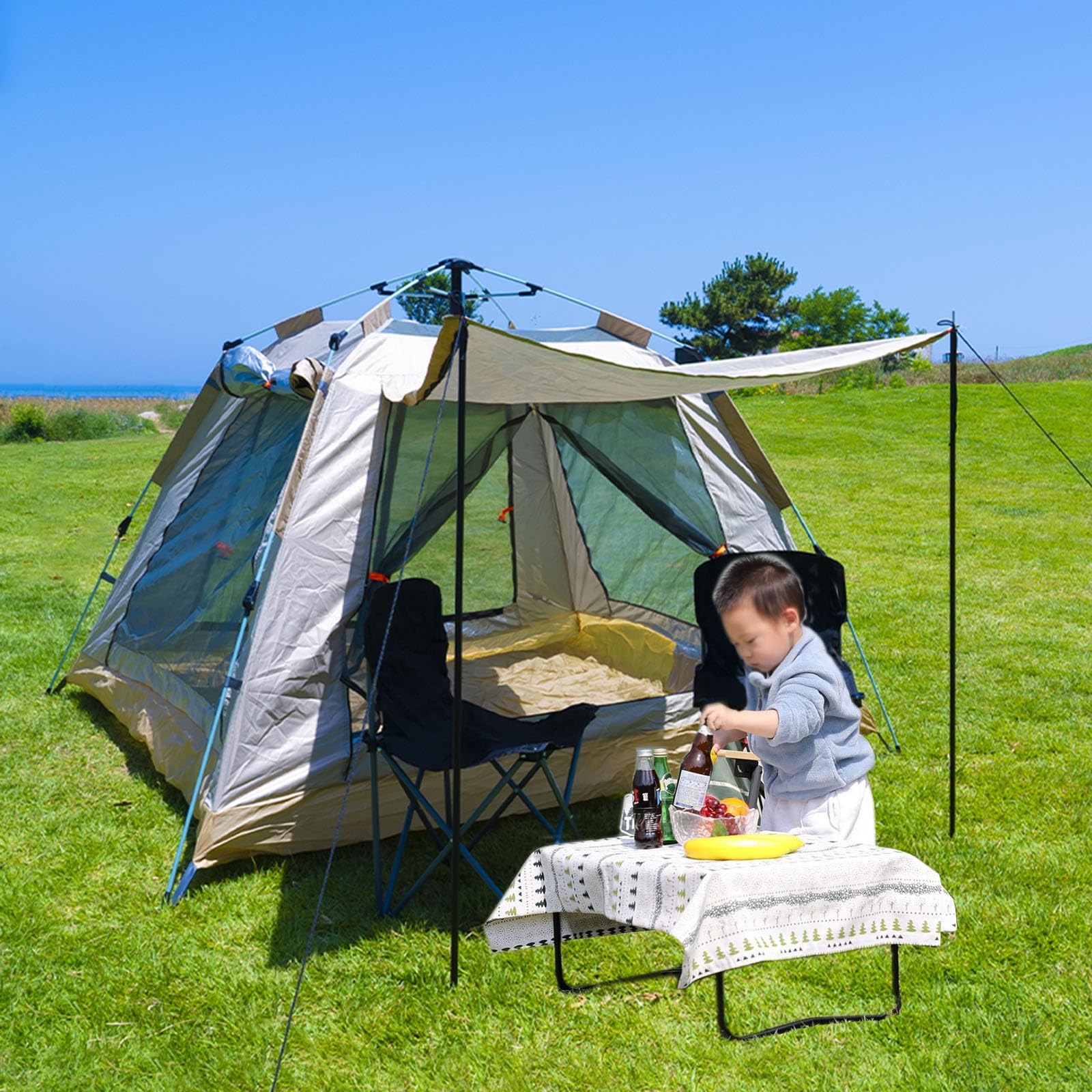 Amazon | キャンプ サンシェード テント ワンタッチ 3人～5人用