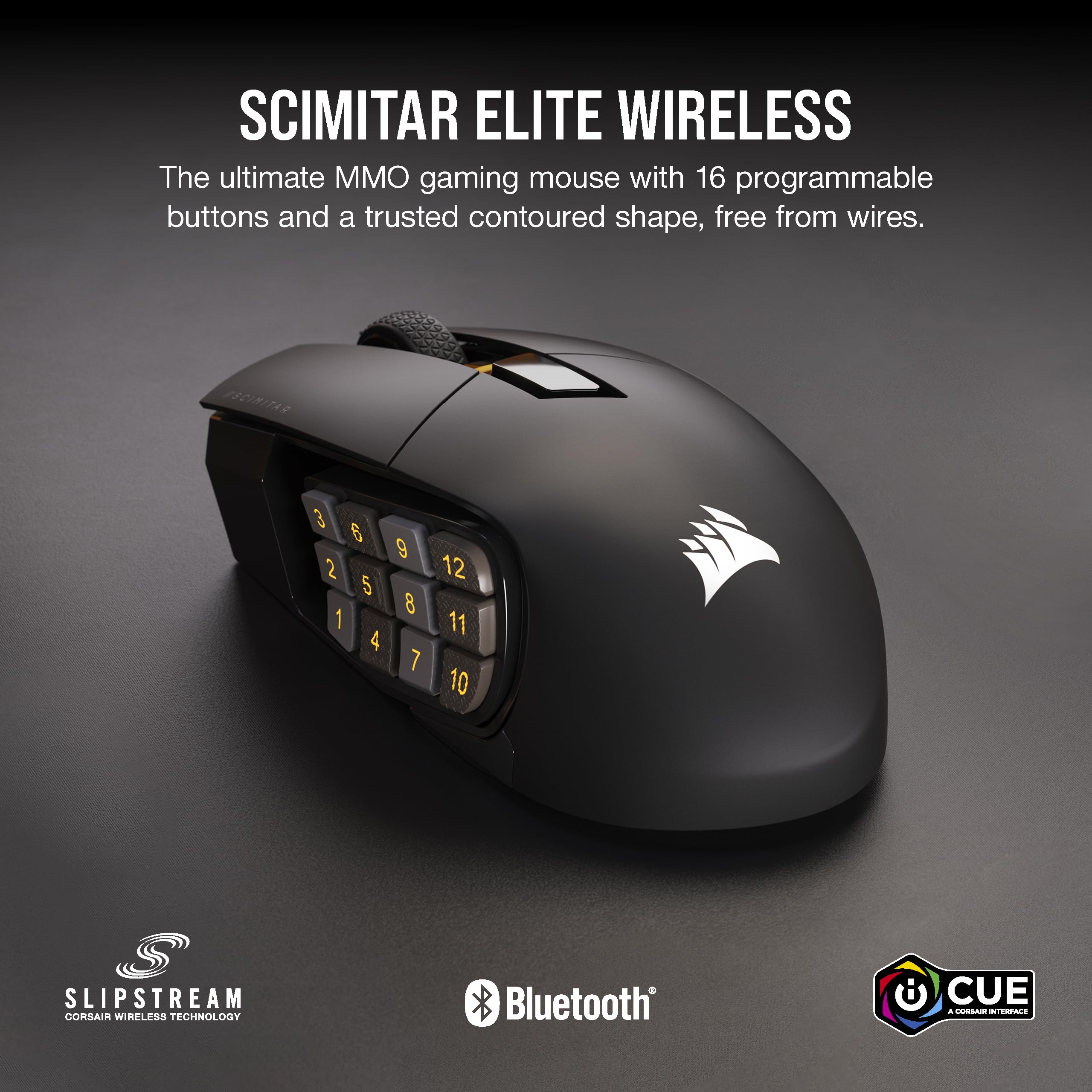 Corsair Scimitar Elite RGB Wireless MMO Gaming Mouse - 26,000 DPI