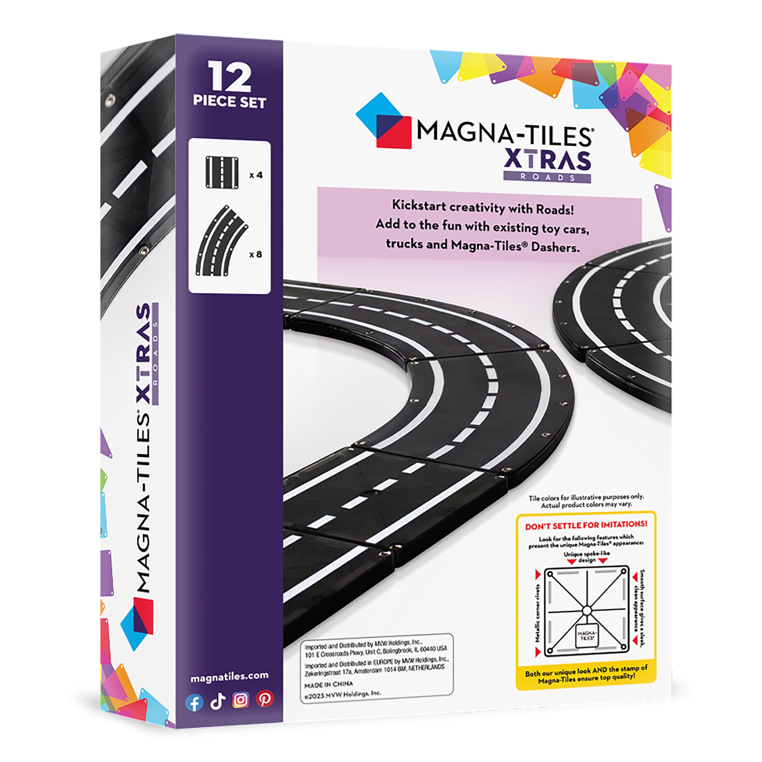 Amazon.com: MAGNA-TILES XTRAS: Roads 12 Piece Magnetic