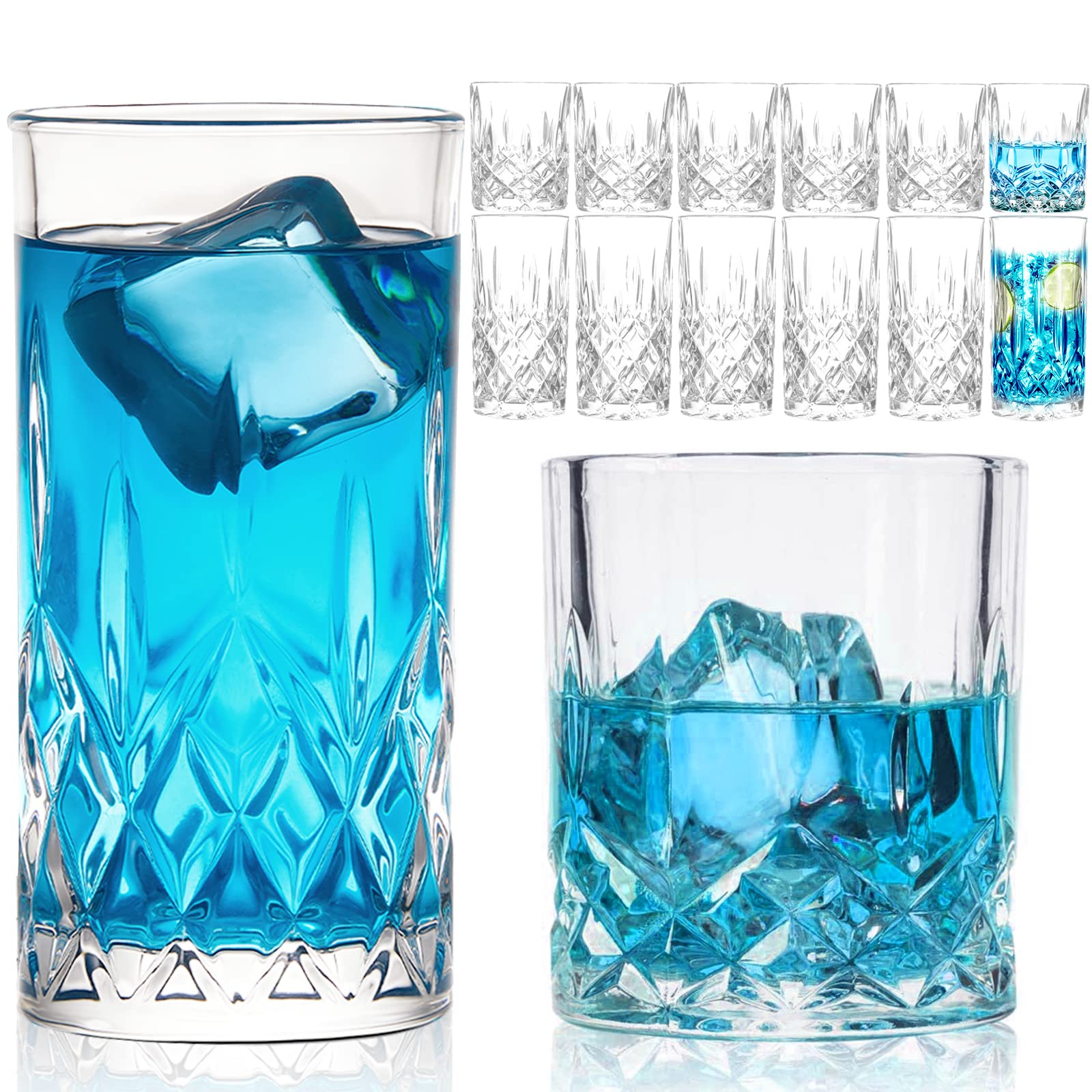 Amazon.com: Claplante Drinking Glasses, 12 Piece Crystal Glass