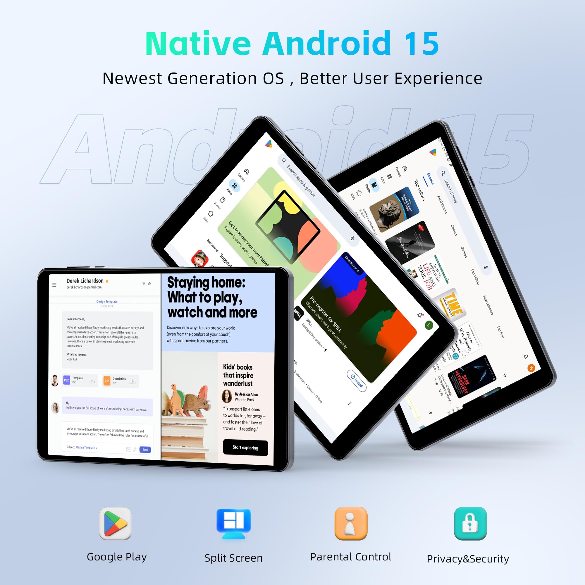 Amazon.co.jp: HAOVM M8 Android 15 タブレット 8インチ、8コアCPU