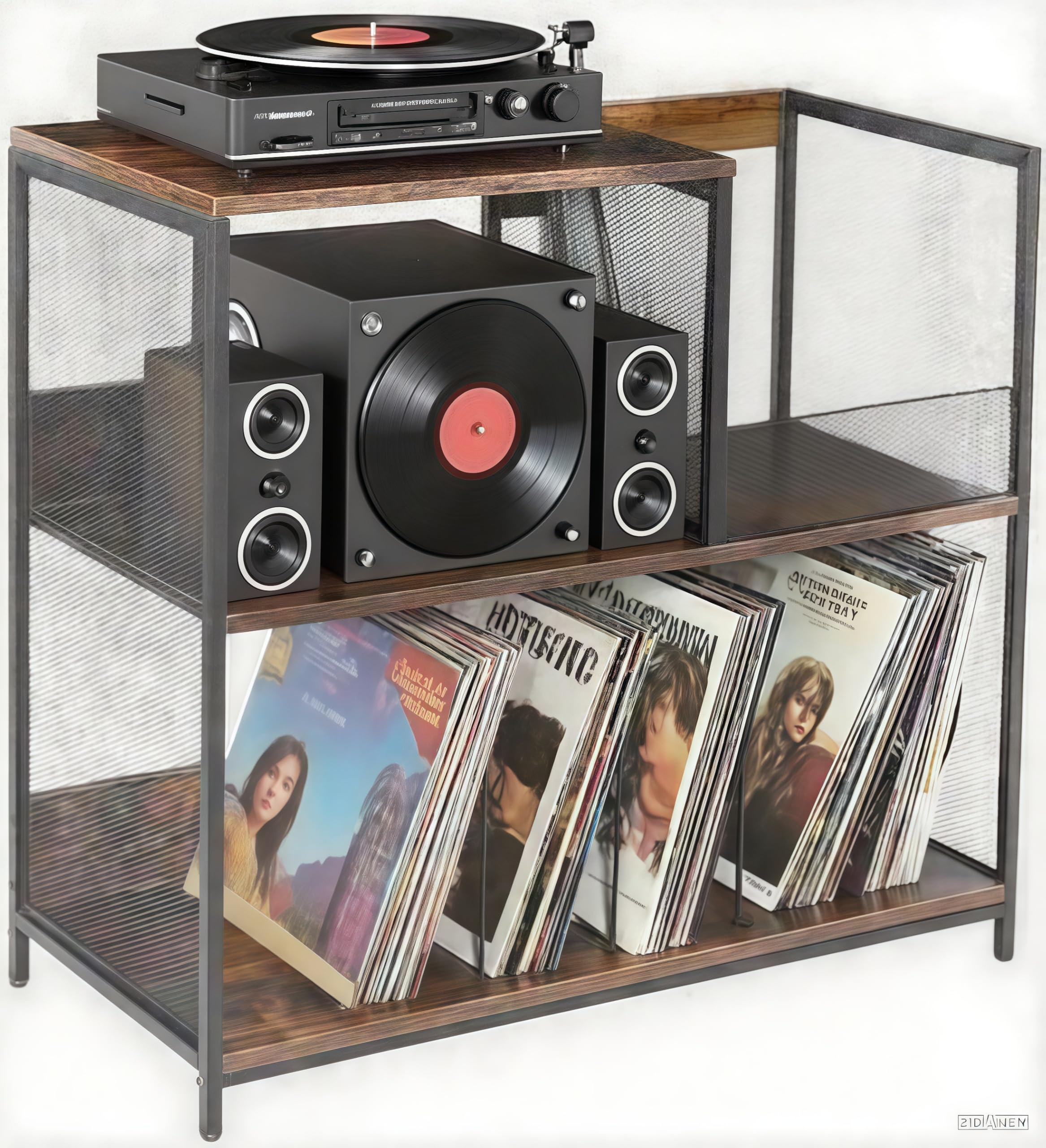 Amazon.co.jp: TUIYIDUO レコードプレーヤースタンド 3段 レコード