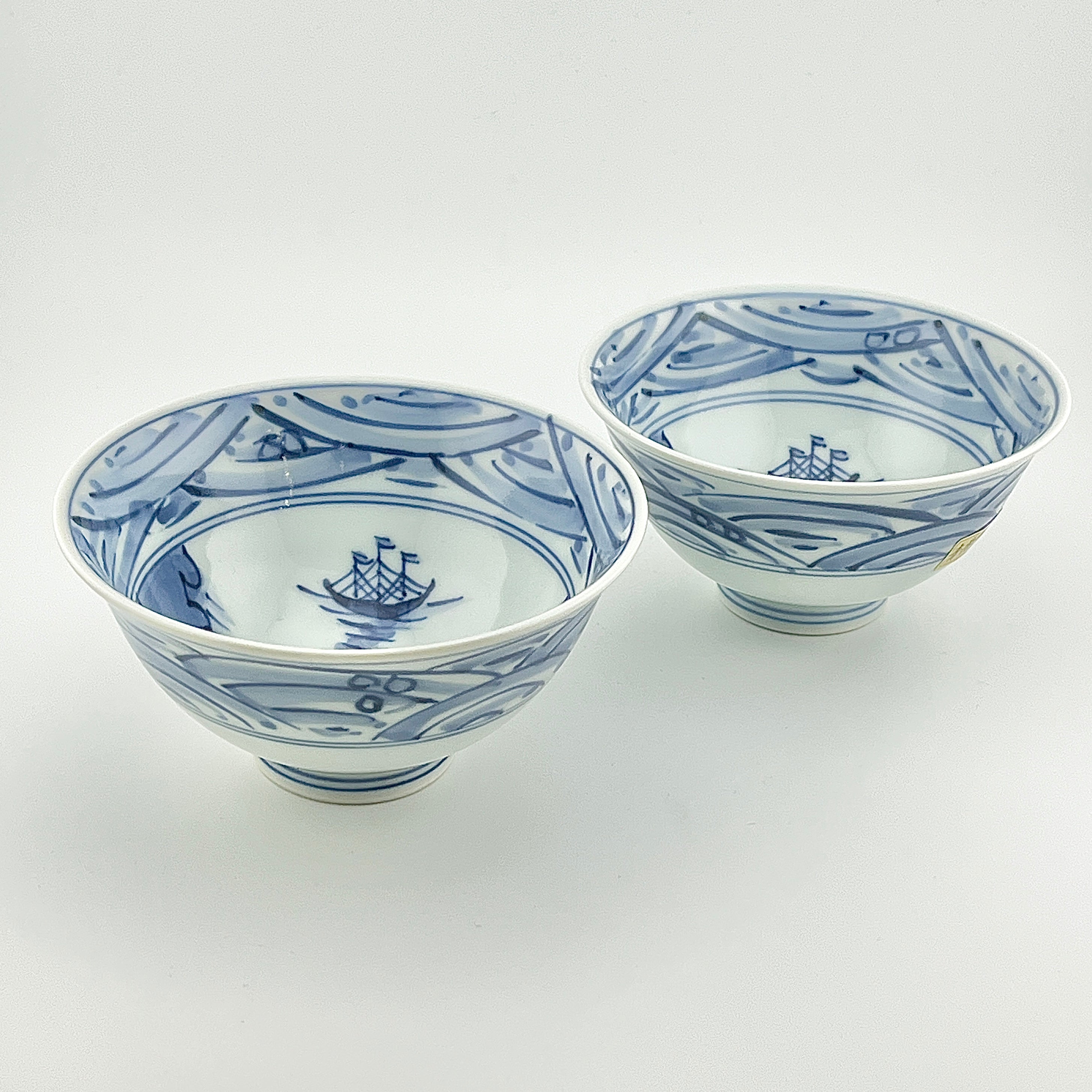 有田焼 青花 しん窯 長崎紋渕上り 江戸紋 奴だこ 6.5寸 中華丼 19cm