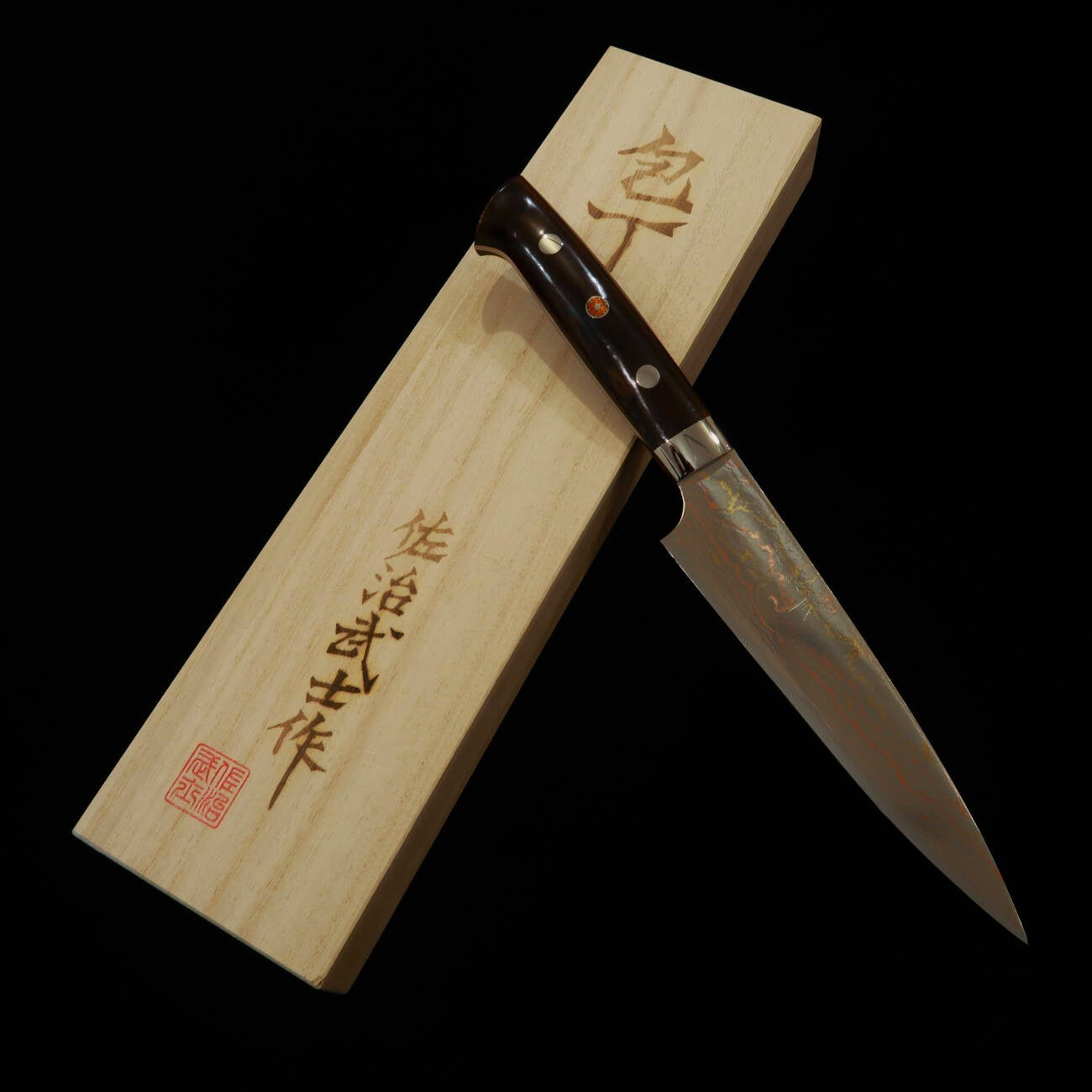 佐治武士SAJI TAKESHI 青紙二号 レインボー ダマスカス ペティ