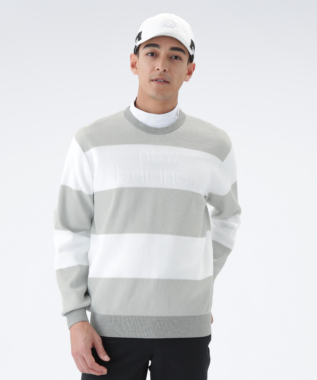 針抜きリブ×ロゴ クルーネック ニット プルオーバー (MENS) | new