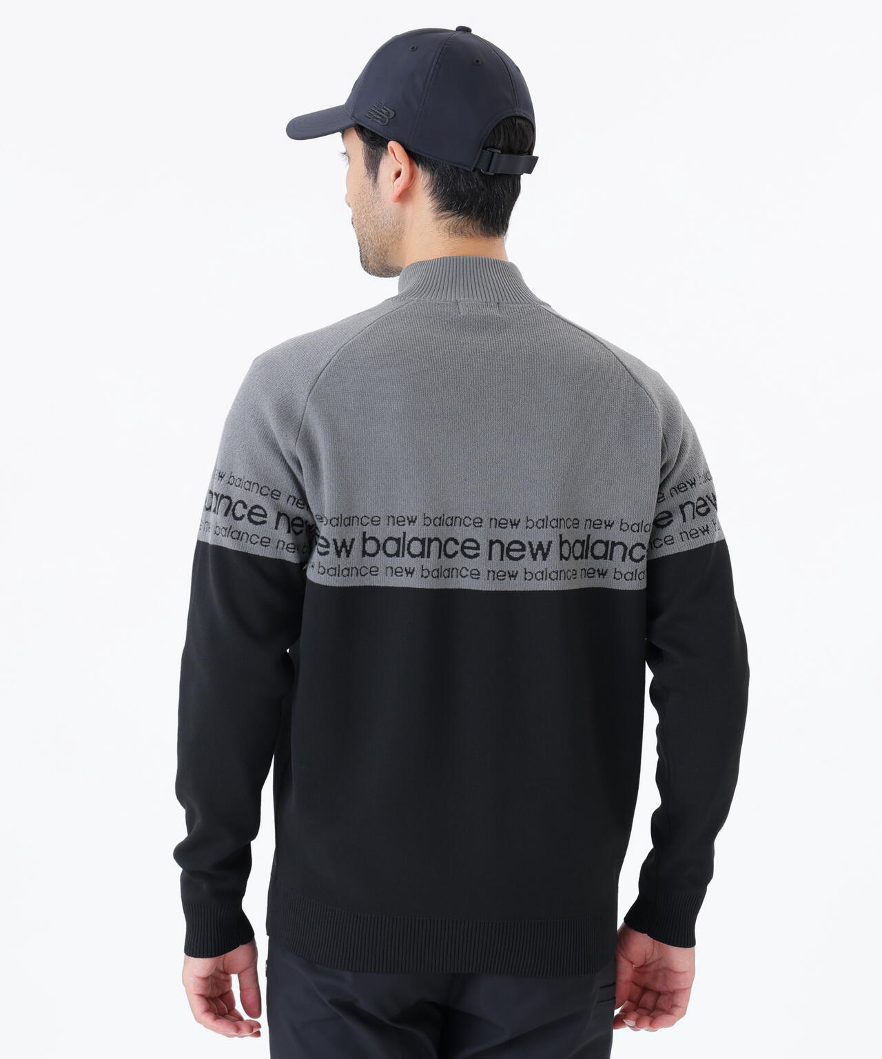 ロゴライン 軽量 ハーフジップ スタンド ニット プルオーバー (MENS