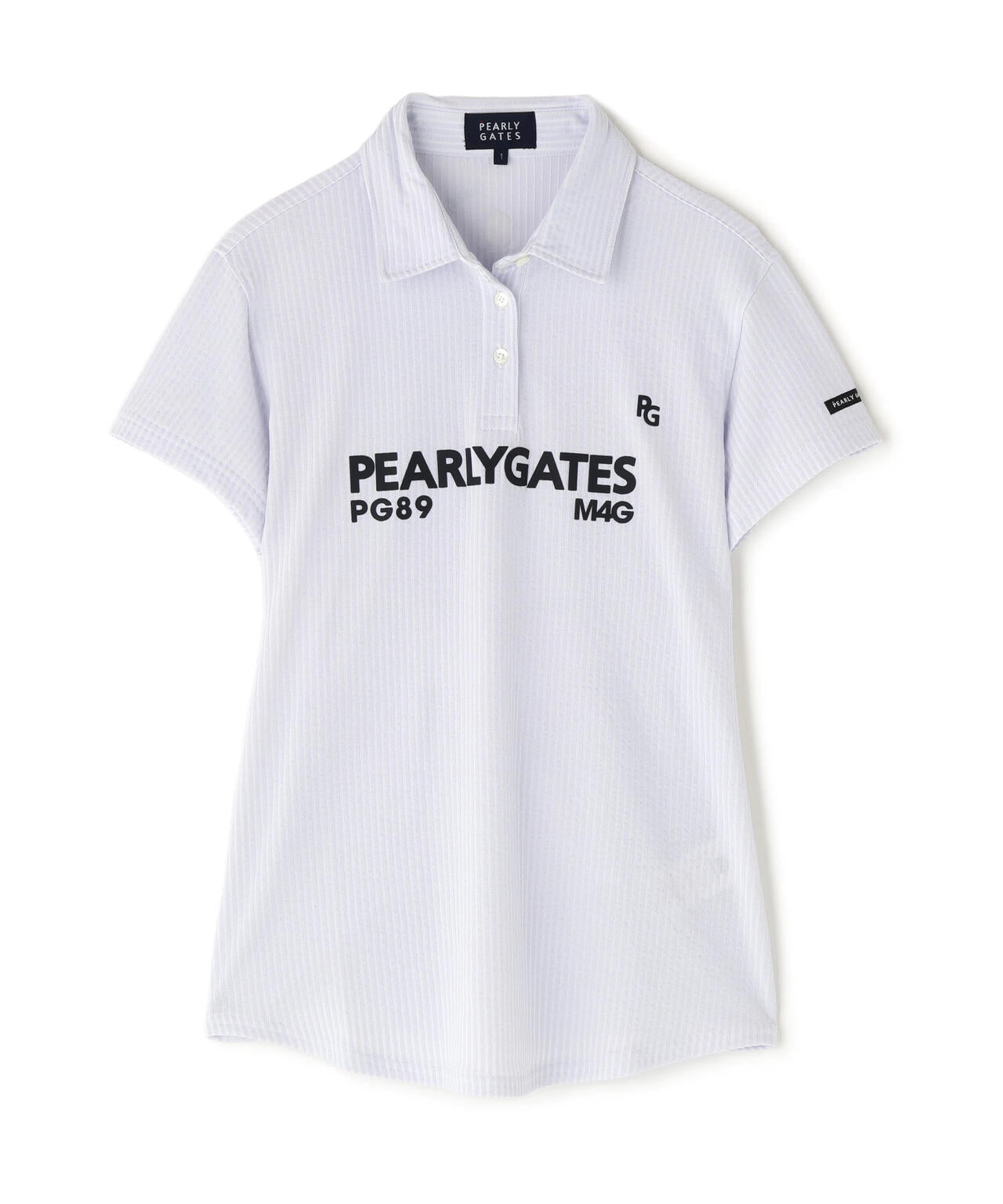 カチオンストライプサッカーフレンチスリーブ風ポロシャツ | PEARLY